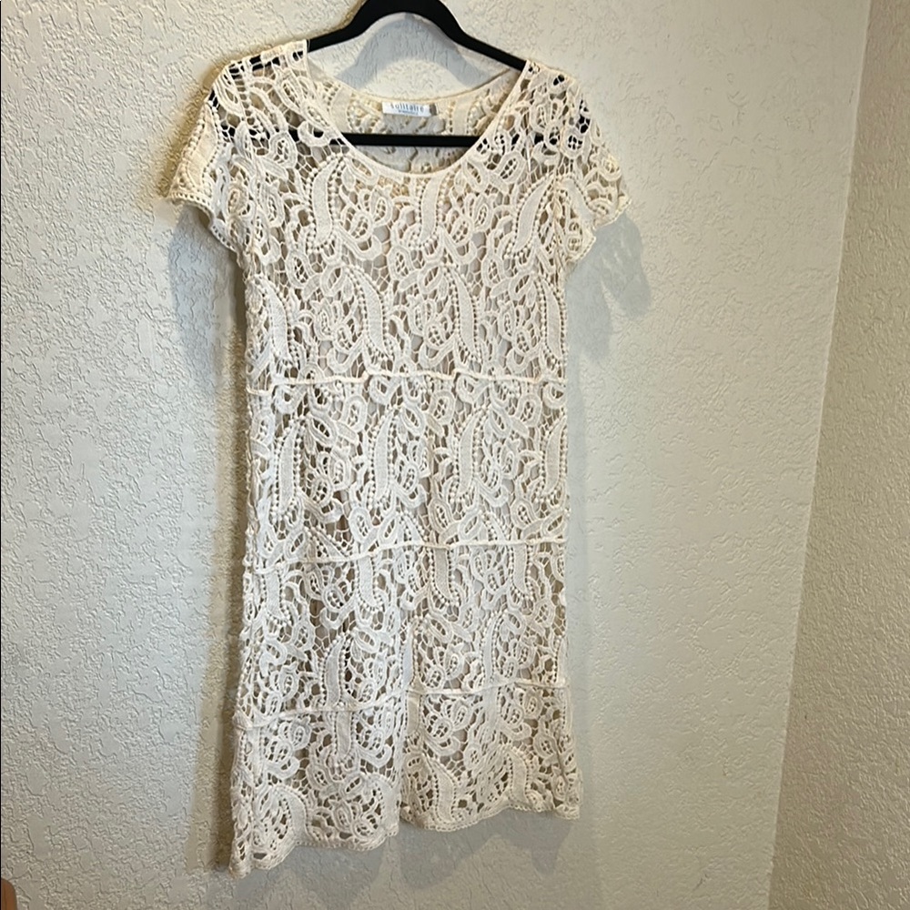 Solitaire Cream Lace Mini Dress